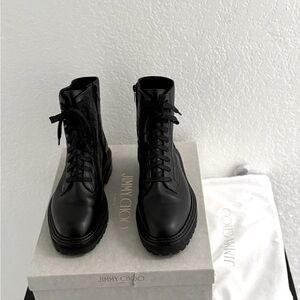 Jimmy Choo Black Lace-Up Boots